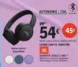 E.Leclerc CASQUE SANS FIL TUNE670NC offre
