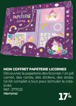 Auchan Mon coffret papeterie licornes offre