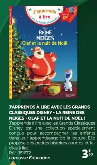 Auchan J'apprends à lire avec les grands classiques disney - la reine des neiges - olaf et la nuit de noël ! offre