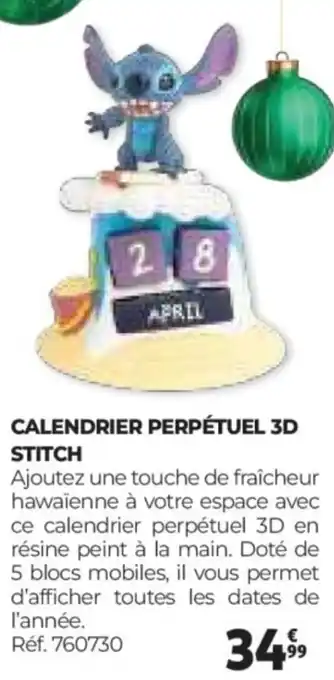 Auchan Calendrier perpétuel 3d stitch offre
