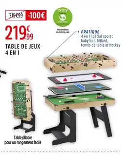 Intersport Table de jeux 4 en 1 offre