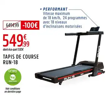 Intersport CARE Tapis de course RUN-18 offre