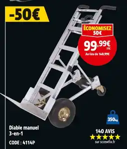 Screwfix Diable manuel 3-en-1 offre