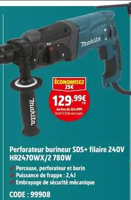 Screwfix MAKITA Perforateur burineur SDS+ filaire 240V HR2470WX/2 780W offre