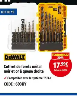 Screwfix DEWALT Coffret de forets métal noir et or à queue droite offre
