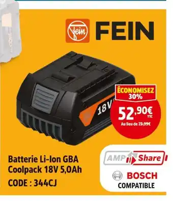 Screwfix FEIN Batterie li-ion gba coolpack 18v 5,0ah offre