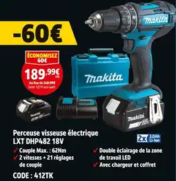 Screwfix MAKITA Perceuse visseuse électrique LXT DHP482 18V offre
