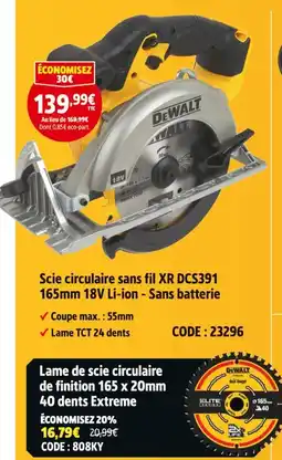 Screwfix DEWALT Scie circulaire sans fil xr dcs391 offre