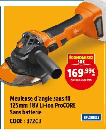 Screwfix Meuleuse d'angle sans fil 125mm 18v li-ion procore offre
