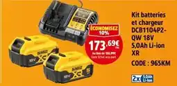 Screwfix DEWALT Kit batteries et chargeur DCB1104P2-QW 18V 5,0Ah Li-ion XR offre
