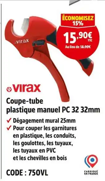 Screwfix VIRAX Coupe-tube plastique manuel PC 32 32mm offre