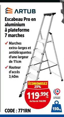 Screwfix ARTUB Escabeau Pro en aluminium à plateforme 7 marches offre