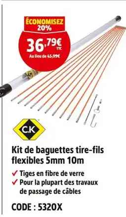 Screwfix C.K Kit de baguettes tire-fils flexibles 5mm 10m offre