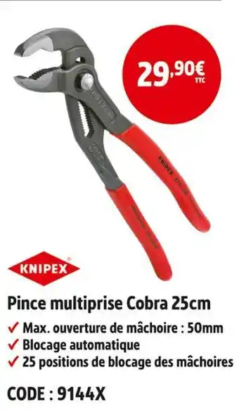 Screwfix KNIPEX Pince multiprise Cobra 25cm offre
