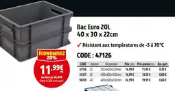 Screwfix Bac euro 20l 40 x 30 x 22cm offre