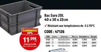 Screwfix Bac euro 20l 40 x 30 x 22cm offre