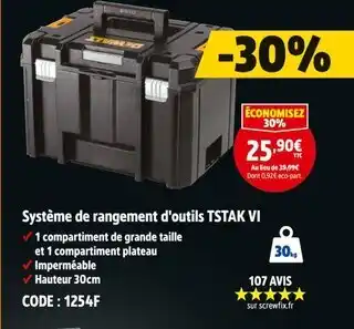 Screwfix DEWALT Système de rangement d'outils TSTAK VI offre