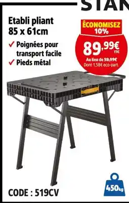 Screwfix Etabli pliant 85 x 61cm offre