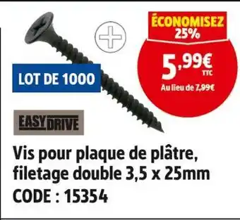 Screwfix EASYDRIVE Vis pour plaque de plâtre offre