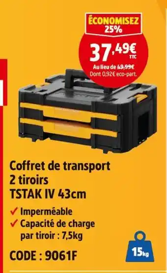 Screwfix Coffret de transport 2 tiroirs TSTAK IV 43cm offre