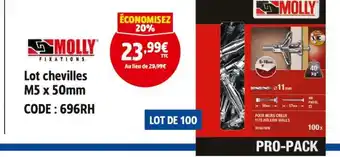 Screwfix MOLLY Lot chevilles M5 x 50mm offre