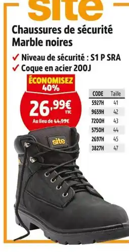 Screwfix site Chaussures de sécurité Marble noires offre