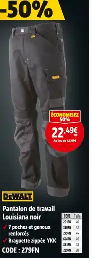 Screwfix DEWALT Pantalon de travail louisiana noir offre