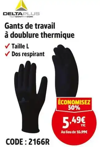 Screwfix DELTA PLUS Gants de travail à doublure thermique offre