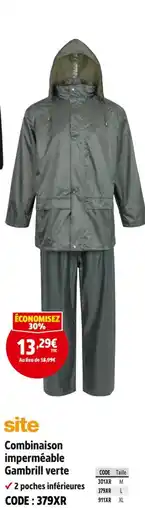 Screwfix SITE Combinaison imperméable Gambrill verte offre