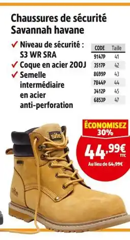 Screwfix Chaussures de sécurité Savannah havane offre