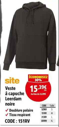 Screwfix Veste à capuche Leerdam noire offre