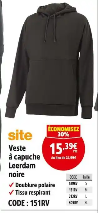 Screwfix Veste à capuche Leerdam noire offre