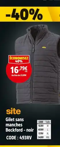 Screwfix SITE Gilet sans manches Beckford - noir offre