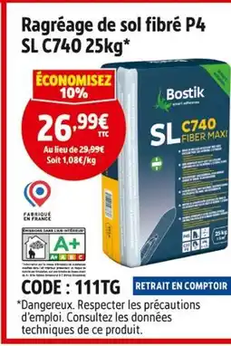 Screwfix BIOSTIK Ragréage de sol fibré p4 sl c740 25kg offre