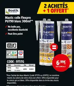 Screwfix Bostik Mastic colle Flexpro PU790 blanc 300 ml offre