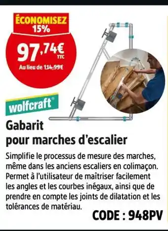 Screwfix wolfcraft Gabarit pour marches d'escalier offre