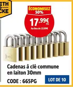 Screwfix Cadenas à clé commune en laiton 30mm offre