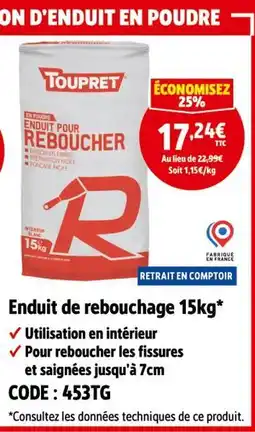 Screwfix Toupret Enduit pour reboucher 15 kg offre