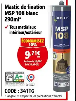 Screwfix Bostik Mastic de fixation MSP 108 blanc 290 ml offre