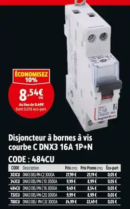 Screwfix Disjoncteur à bornes à vis courbe C DNX3 16A 1P + N offre