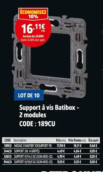 Screwfix Support à vis batibox - 2 modules offre