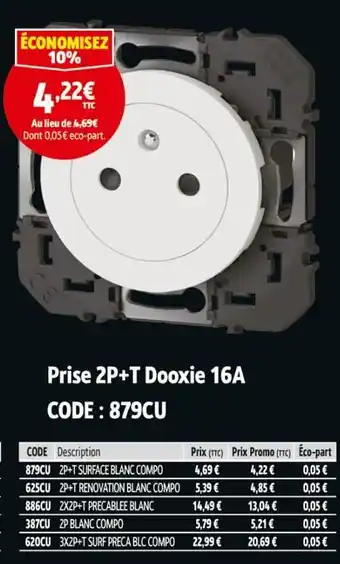 Screwfix Prise 2p+t dooxie 16a offre