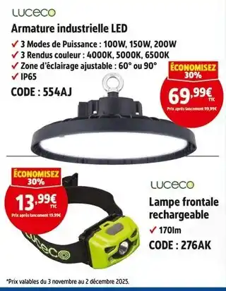 Screwfix LUCECO Armature industrielle LED offre
