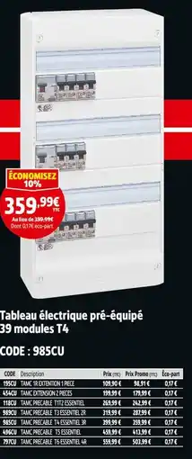 Screwfix Tableau électrique pré-équipé 39 modules T4 offre