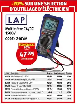 Screwfix LAP Multimètre CA/CC 1500V offre