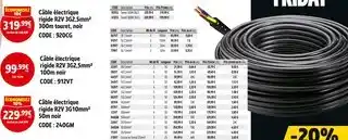 Screwfix Câble électrique rigide R2V 3G2,5mm² touret, noir 300m offre