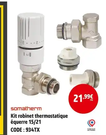 Screwfix Somatherm Kit robinet thermostatique équerre 15/21 offre