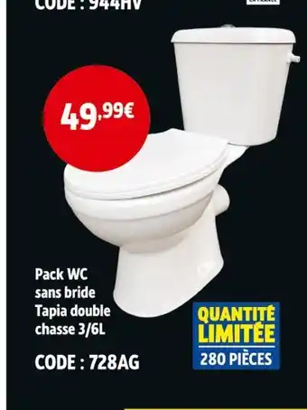 Screwfix Pack WC sans bride Tapia double chasse 3/6L offre
