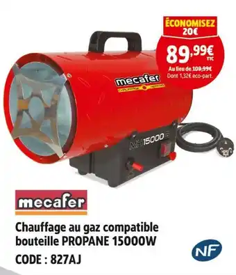 Screwfix MECAFE Chauffage au gaz compatible bouteille PROPANE 15000W offre