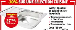 Screwfix Evier et égouttoir de cuisine en acier inoxydable offre